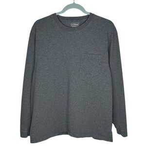 LL Bean Shirt Mens Large Gray Pocket Long Sleeve Outdoor Unshrinkable Hiking